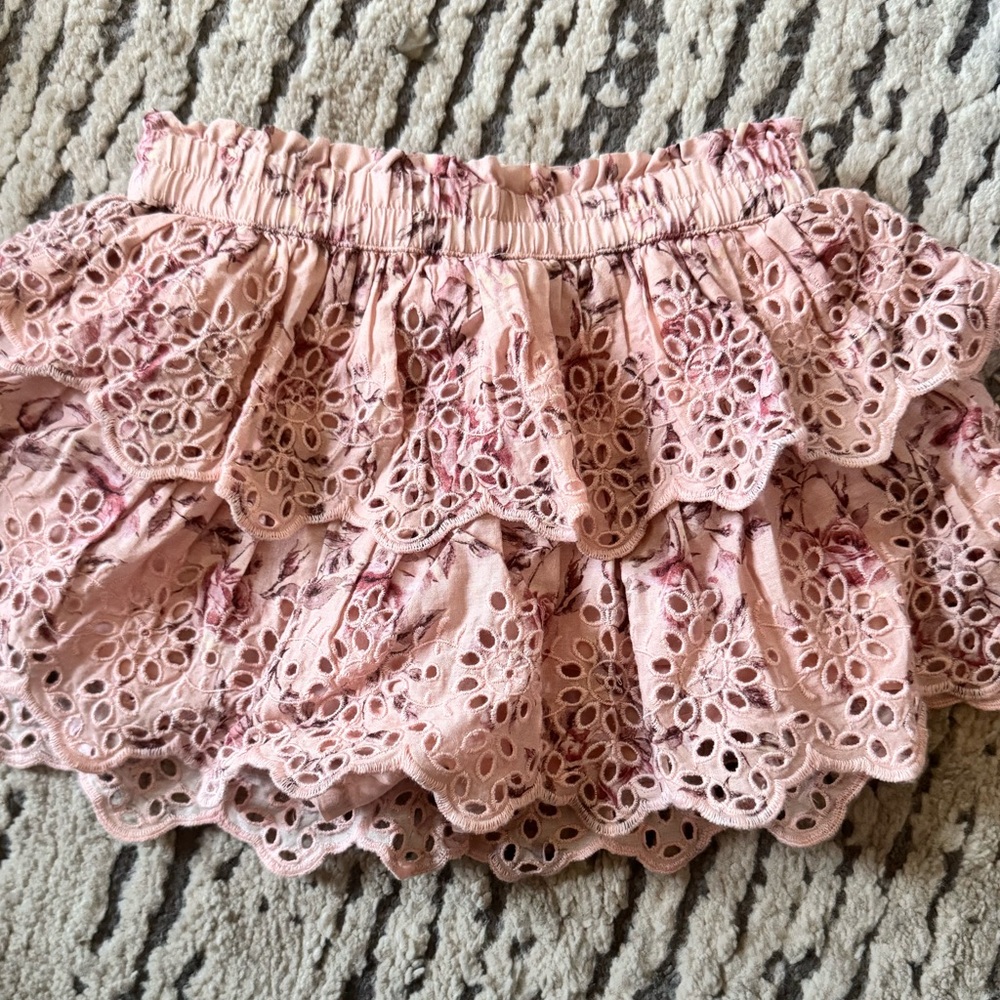 Girls Gap LoveShackFancy Girls Pink Floral Skirt Sz 12-18 Months